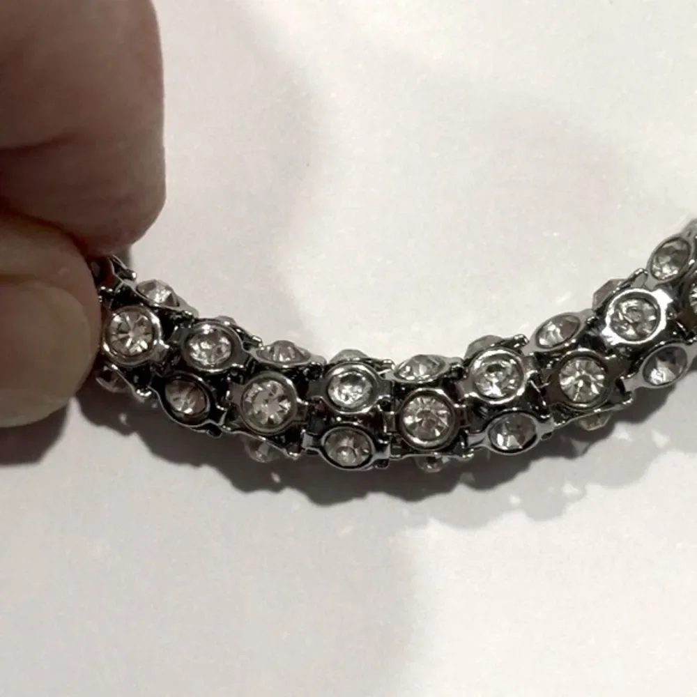 Silver Tone Jeweled Rhinestone Women’s Evening Bracelet